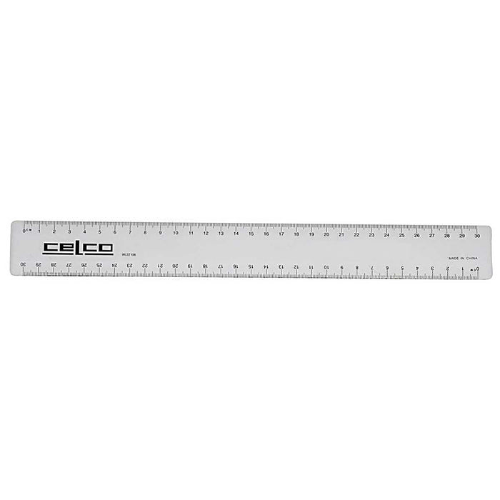 Celco Clear Plastic Ruler 30cm x Pack of 50