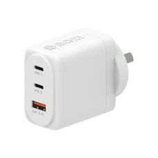 Moki PD 65W GaN Wall Charger - 2 x PD USB-C +QC 3.0 USB-A