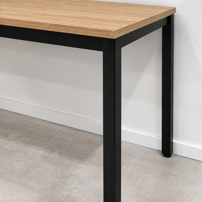 Titan Canteen Table 1600mm x 800mm - Black Frame / Autumn Oak Top