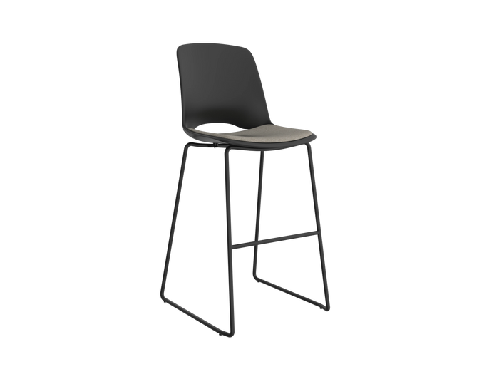 Knight's Arton Barstool, Black Frame, Padded and Non Padded Seat