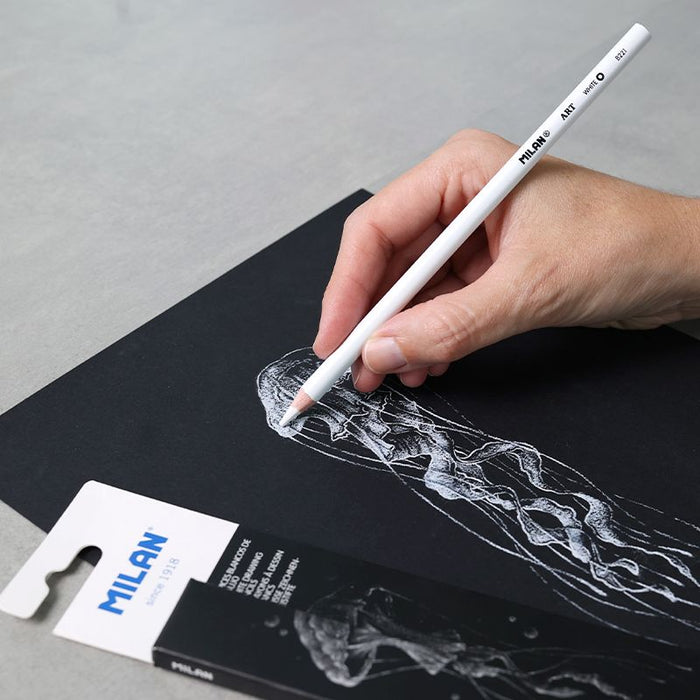 Milan White Drawing Pencils, Pack of 3 + Eraser