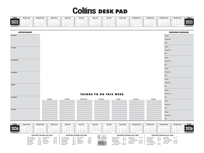 Collins A2 Executive Desk Pad 50 Leaf, 2025/2026