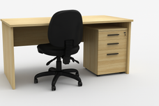 Knight's 1200mm x 600mm Cubit Slab End Desk, Cubit 2 Drawer Mobile, Promo Express 3 Lever Midback Chair Bundle