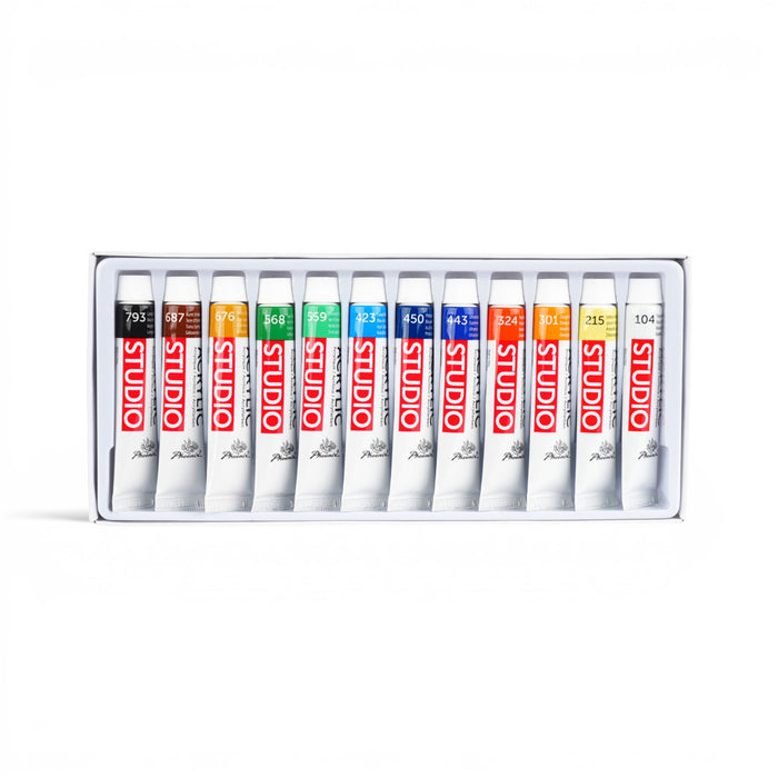 Phoenix Acrylic Paint Assorted Colour Pack of 12 x 12ml