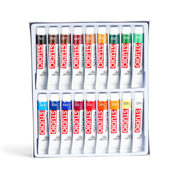 Phoenix Acrylic Paint Assorted Colour Pack of 18 x 12ml