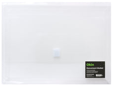 Okin A4 Velcro Closure Clear Document Wallet
