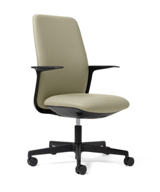 Eden Arcade High Back Task Chair Black Frame - Charisma Ecru Leather-Look Vinyl