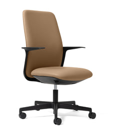 Eden Arcade High Back Task Chair Black Frame - Charisma Tan Leather-Look Vinyl