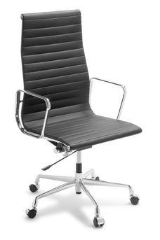 Eden Eames Replica Classic, High Back, Chrome Frame Meeting Chair - Black Leather