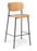 Eden Grove Timber Bar Stool, Stackable, Natural Oak Seat and Back Steel 4-Legs Black