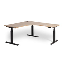 Enhance 1800mm Electric Standing Corner Desk – Black / Autumn Oak, Height Adjustable