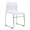 Buro Envy Stacking Chairs, White, Reflective Silver Frame, Free trolley with every 40 ordered