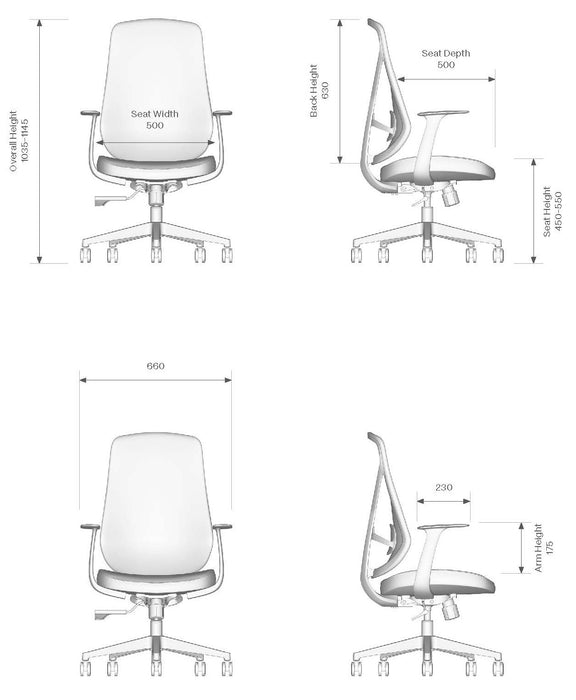 Knight's Ferlo Mesh Ergonomic Chair, Nylon Base (Removable Armrest)