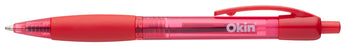 Okin Ballpoint Retractable Pen with Grip Medium Tip Red Pens x 10's pack