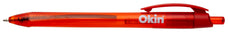 Okin Retractable Medium Tip Ballpoint Pen x 10's pack - Red