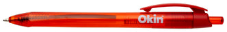 Okin Retractable Medium Tip Ballpoint Pen x 10's pack - Red