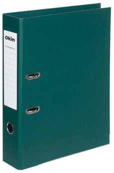 Okin Foolscap Lever Arch File Linen Forest Green