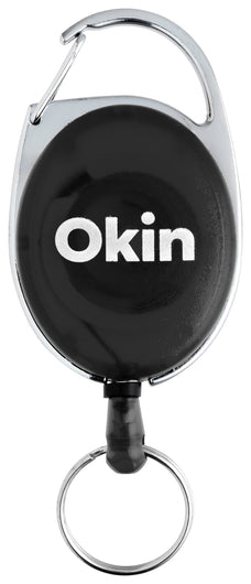 Okin Retractable Snap Lock Key and ID Card Holder - Charcoal x pack of 50