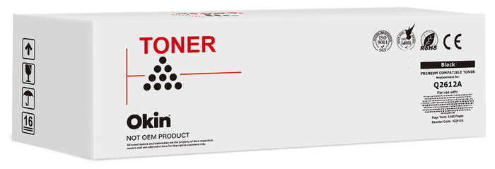 Okin Remanufactured HP Q2612A Black Toner Cartridge