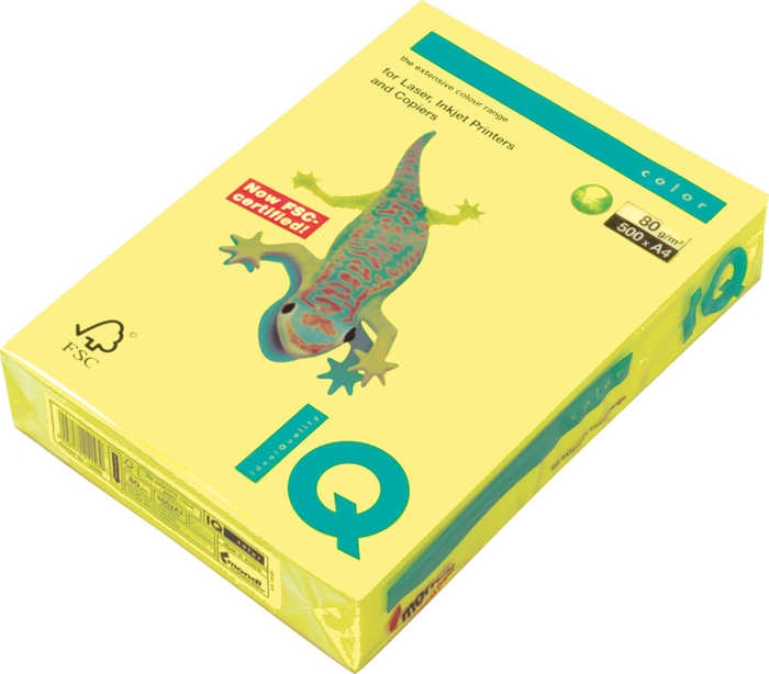 A4 80gsm IQ Intense Colour Paper, Yellow x 500's Pack