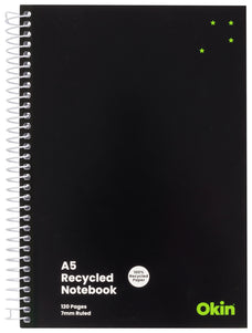 Okin A5 120 pages Spiral Bound Recycled Paper Soft Cover Notebook x 3's pack
