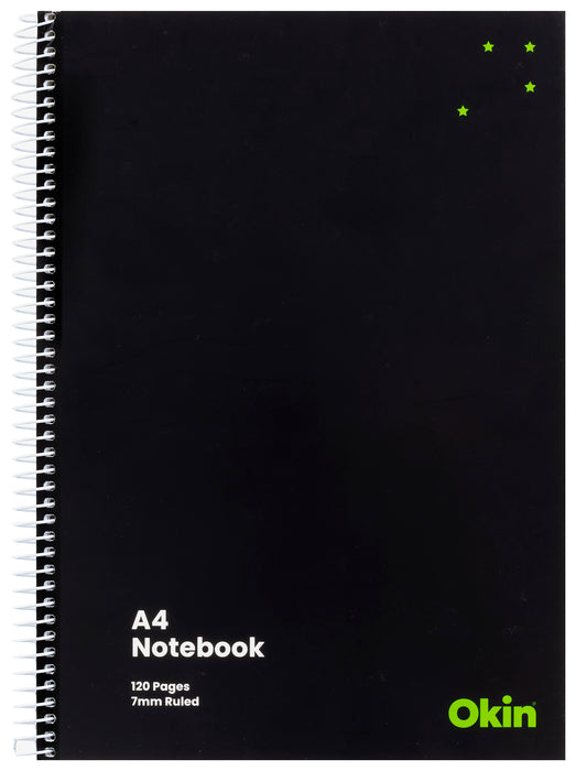 Okin A4 Spiral Bound Soft cover Notebook 120 pages x 3's pack