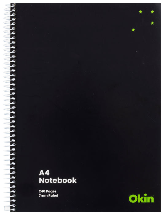 Okin A4 Spiral Bound Soft Cover Notebook 240 pages x 3's pack