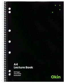Okin A4 Spiral Bound Lecture Notebook Soft cover 120 pages x 3's pack