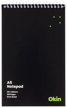 Okin A5 Spiral Bound Soft Cover Notepad 200 pages x 3's pack