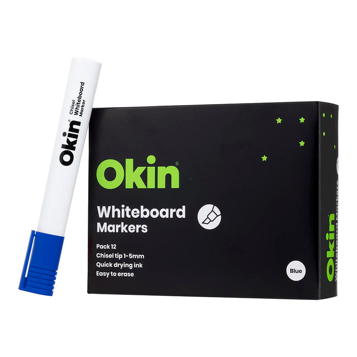 Okin Whiteboard Marker Chisel Tip Blue x 12's pack