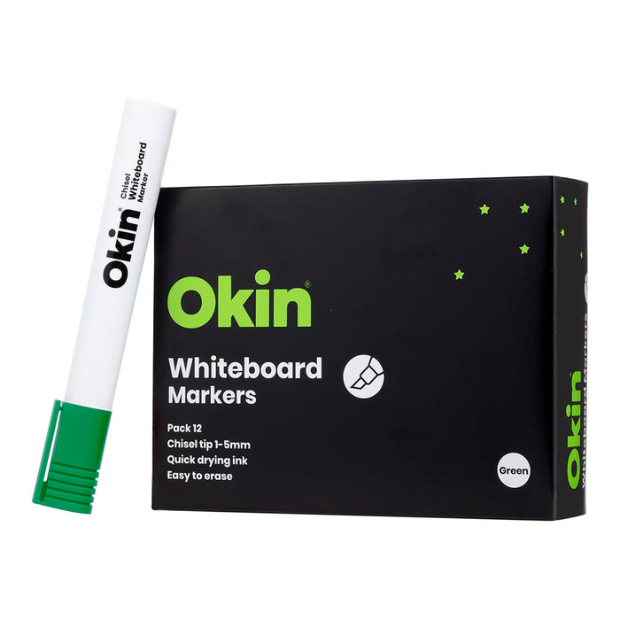 Okin Whiteboard Marker Chisel Tip Green x 12's pack