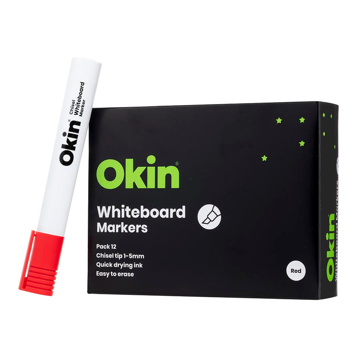 Okin Whiteboard Marker Chisel Tip Red x 12's pack