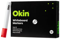 Okin Bullet Tip Whiteboard Marker Red x 12's pack