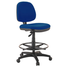 Buro Image Office Task Chair with Architectural Gas Lift & Black Powdercoated Footring, Blue Fabric, Assembled