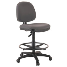 Buro Image Office Task Chair with Architectural Gas Lift & Black Powdercoated Footring, Charcoal Fabric, Assembled