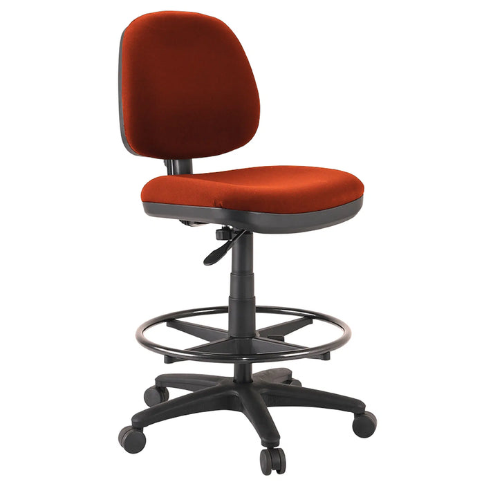 Buro Image Office Task Chair with Architectural Gas Lift & Black Powdercoated Footring, Red Fabric, Assembled