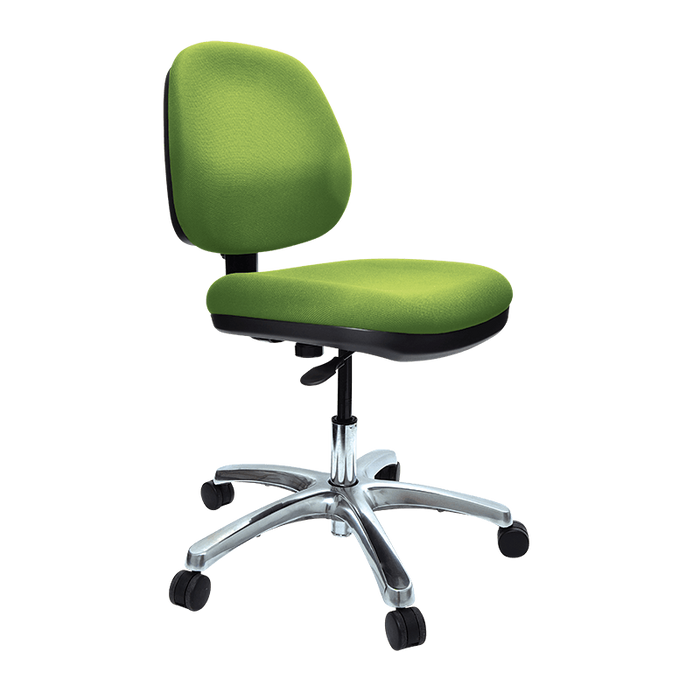 Buro Image Office Task Chair with Polished Aluminium Base, Green Fabric, Assembled