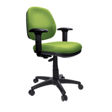 Buro Image Office Task Chair with Armrest, Black Nylon Base, Green Fabric