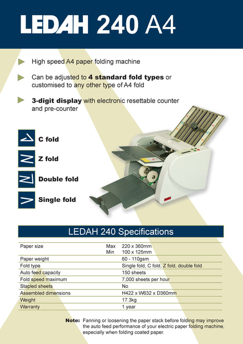 Ledah A4 Paper Folding Machine