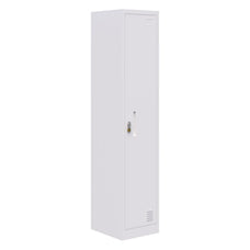 Fortis Steel Storage Locker, 1850mmH x 380mmW x 450mmD, Single Door, White, Latch Lock For Padlock