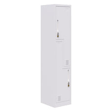 Fortis Steel Storage Locker, 1850mmH x 380mmW x 450mmD, 2 Door, White, Latch Lock For Padlock