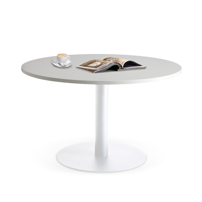 Lunar 1000mm Meeting Table - White Base / White Top