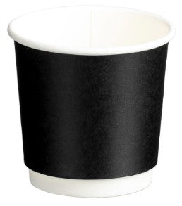 Double Wall PE Paper Cups, Black, 4oz, 62mm Diameter, 120ml x 500's pack