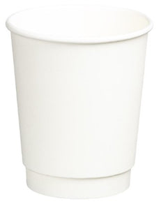Double Wall PE Paper Cups, White, 8oz, 80mm Diameter, 280ml x 500's pack