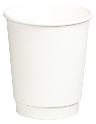 Double Wall PE Paper Cups, White, 8oz, 80mm Diameter, 280ml x 500's pack