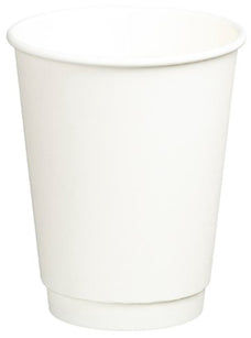 Double Wall PE Paper Cups, White, 12oz, 90mm Diameter, 390ml x 500's pack