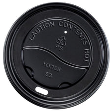 90mm Diameter Plastic Cup Lids, BLACK x 1000's pack