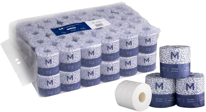 2 Ply 400 Sheets Wrapped Toilet Tissue, White, Pack of 48 rolls