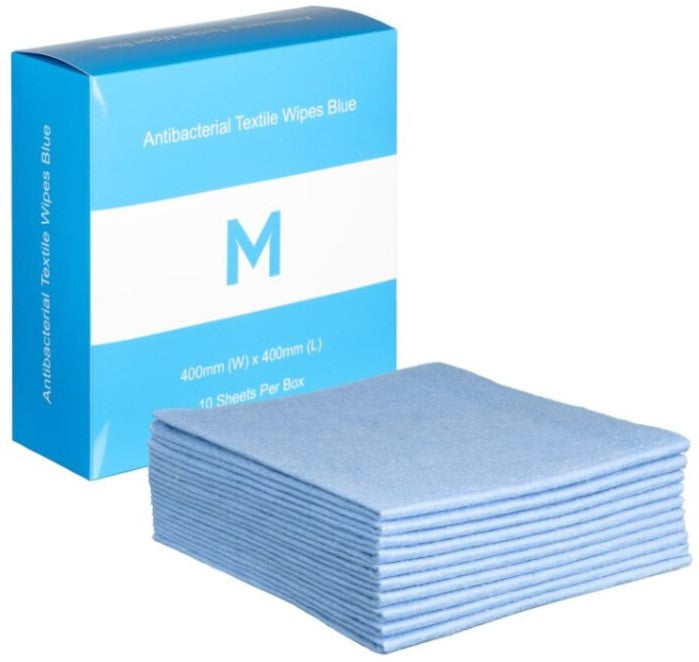 Antibacterial Textile Wipes 400mm x 400mm x 140gsm, Blue, 80 Sheets