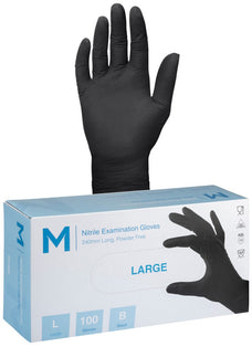 Nitrile Powder Free Examination Gloves 4.0g, 240mm Cuff, x 1000's - Extra Small (Black)